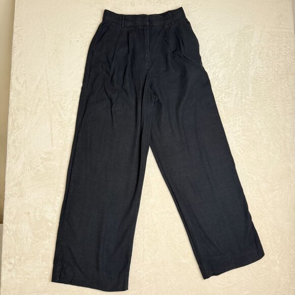Abercrombie & Fitch Pants - Abercrombie & Fitch Black Linen Blend Wide Leg Trousers Size 30/10 High-Waist